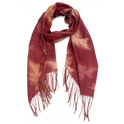 SCARF WITH FEATHERS METALLIZED PRINT