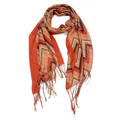 SCARF WITH  ZIGZAG WITH METALLIC DESIGN