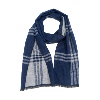 MAN WINTER SCARF WITH LINES AND FRINGES