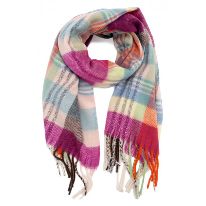 WINTER SCARF WITH LINES, FRINGES AND LUREX