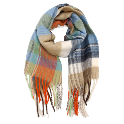 WINTER SCARF WITH LINES, FRINGES AND LUREX