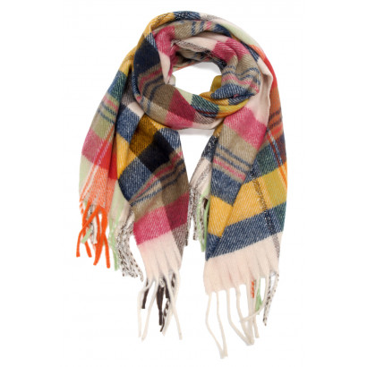 WINTER SCARF WITH LINES, FRINGES AND LUREX