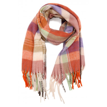 WINTER SCARF WITH LINES, FRINGES AND LUREX