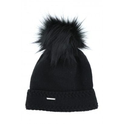 KNITTED HAT WITH POMPON