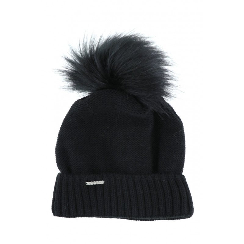 KNITTED HAT WITH POMPON