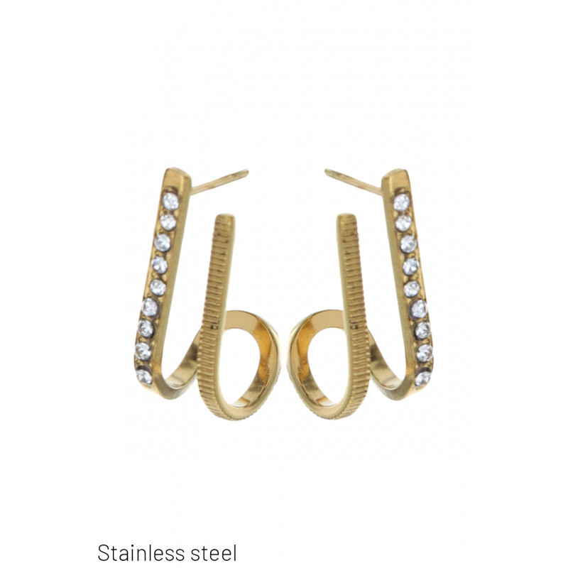 STEEL EARRING GEOMETRIC SHAPE WITH STRASS