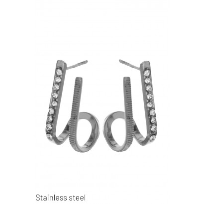 STEEL EARRING GEOMETRIC SHAPE WITH STRASS