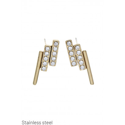 STEEL EARRING GEOMETRIC SHAPE AND RHINESTONES