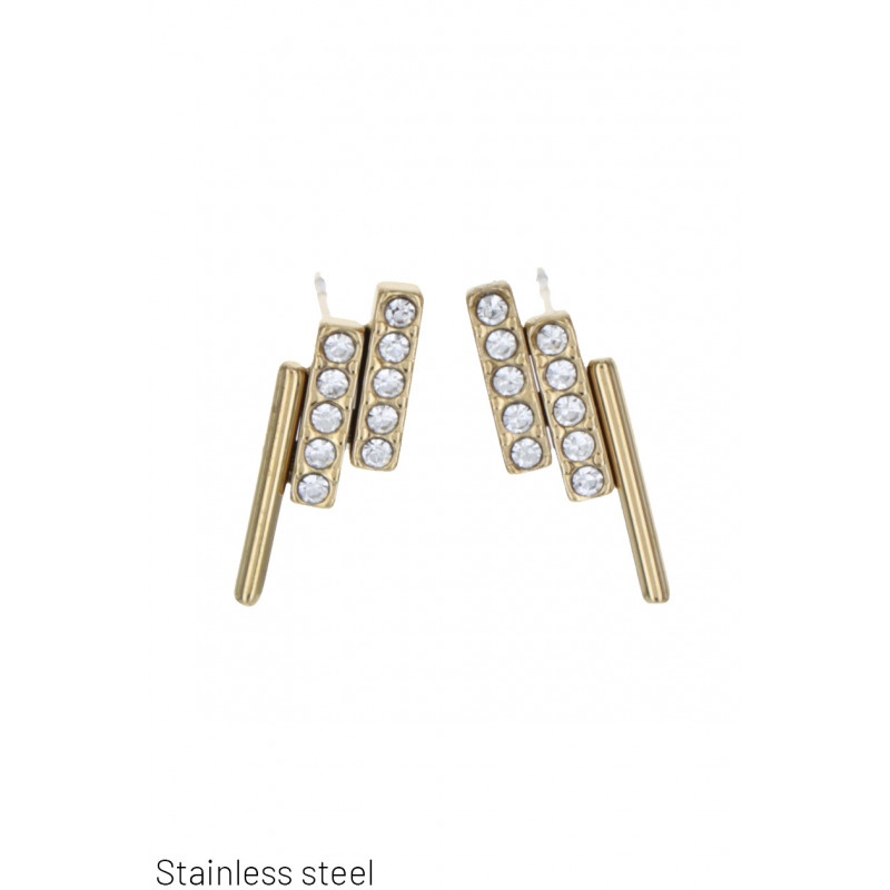 BOUCLES D'OREIL. ACIER FORME GEOMETRIQUE ET STRASS