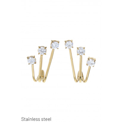 BOUCLES D'OREIL. ACIER FORME GEOMETRIQUE ET STRASS