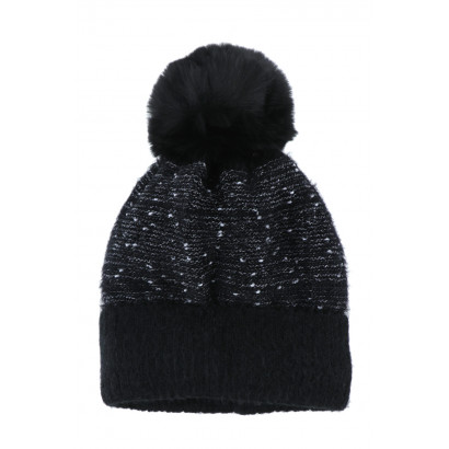 KNITTED HAT WITH POMPON, LUREX AND SEQUINS