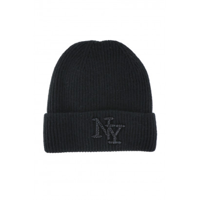 KNITTED HAT WITH TURN UP AND NYC