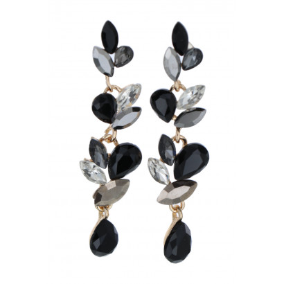 EARRINGS LEAF SHAPE WITH RHINESTONE