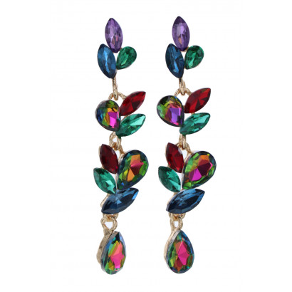 EARRINGS LEAF SHAPE WITH RHINESTONE