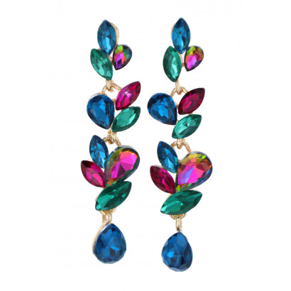 EARRINGS LEAF SHAPE WITH RHINESTONE