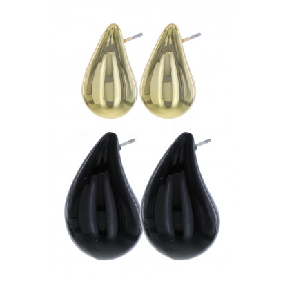 SET 2 EARRINGS DROP SHAPE BOLD