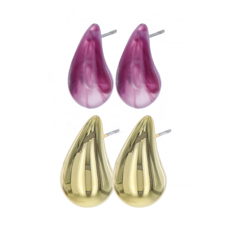 SET2 BOUCLES D'OREILLES FORME DE GOUTTES BOLD