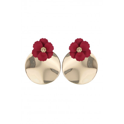 EARRINGS METAL ROUND & FLOWER