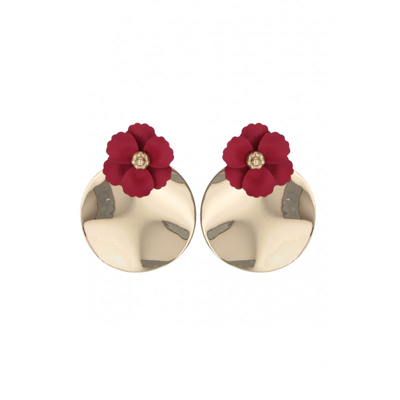 BOUCLES D'OREILLES ROND EN METAL, FLEUR