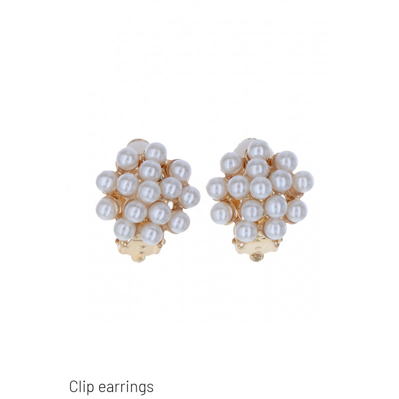 BOUCLES D'OREILLES EN CLIP, RONDE AVEC PERLES