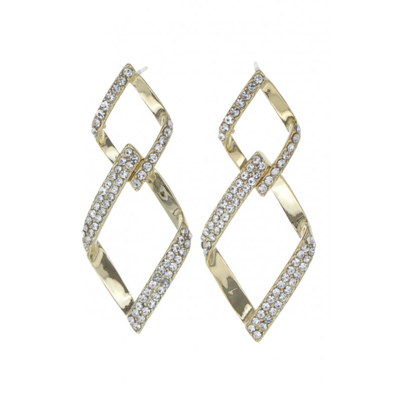 EARRINGS GEOMETRIC SHAPE PENDANT & STRASS