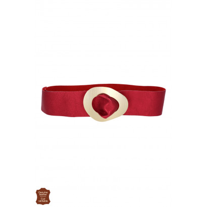 RIEM IN GLANZEND LEATHER, ASYMMETRISCHE METAALGESP