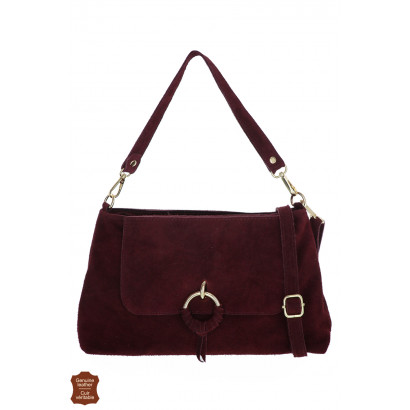 LILI, SUEDE SADDLE BAG, METAL RING DECORATION