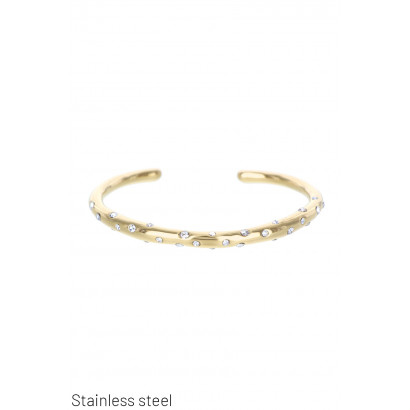 STIJVE STALEN ARMBAND MET STRASS