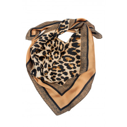 SQUARE POLYSILK SCARF WITH ANIMAL PRINT