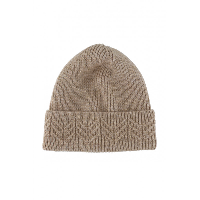 KNITTED HAT WITH TURN UP, LUREX AND ZIGZAG