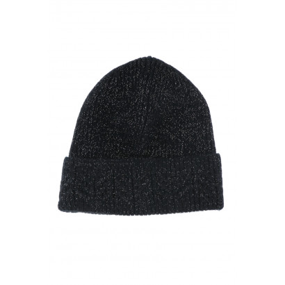 GORRO DE PUNTO CON VUELTA, LUREX Y ZIGZAG