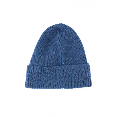 GORRO DE PUNTO CON VUELTA, LUREX Y ZIGZAG