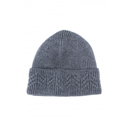 KNITTED HAT WITH TURN UP, LUREX AND ZIGZAG