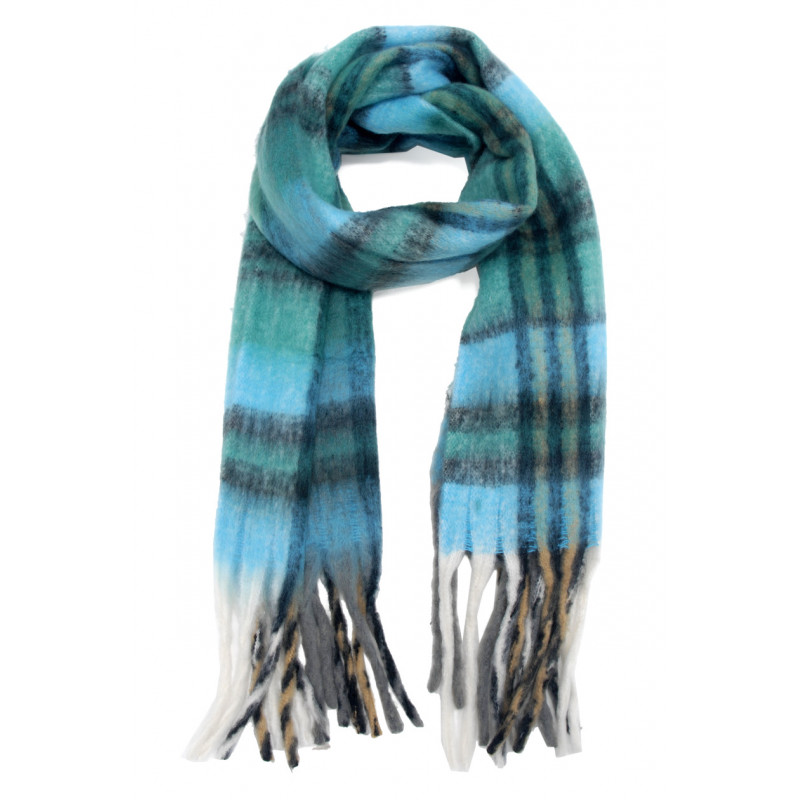 WINTER CHECK SCARVES WITH FRINGES