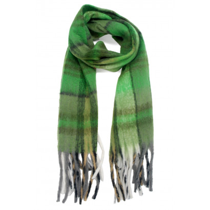 WINTER CHECK SCARVES WITH FRINGES