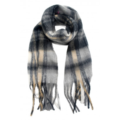 WINTER CHECK SCARVES WITH FRINGES