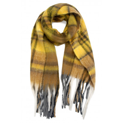 WINTER CHECK SCARVES WITH FRINGES