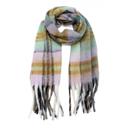 WINTER CHECK SCARVES WITH FRINGES