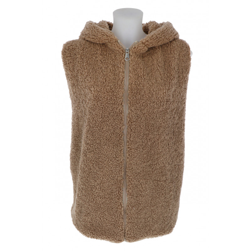 TEDDY FUR WAISTCOAT WITH HOOD