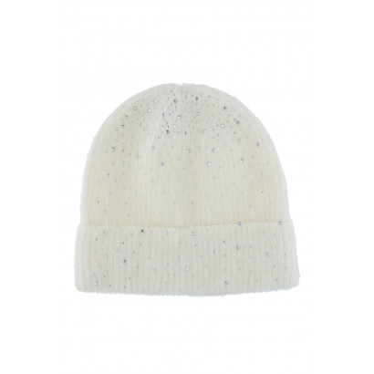 KNITTED HAT WITH TURN UP AND STRASS