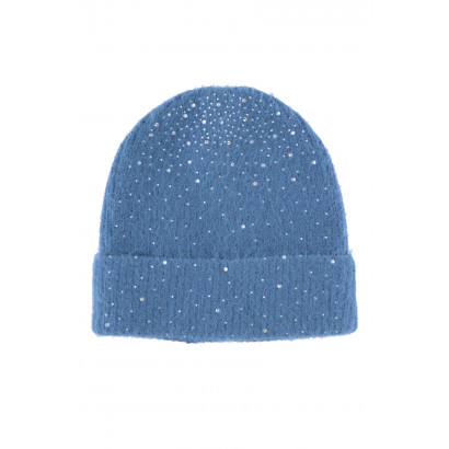 KNITTED HAT WITH TURN UP AND STRASS