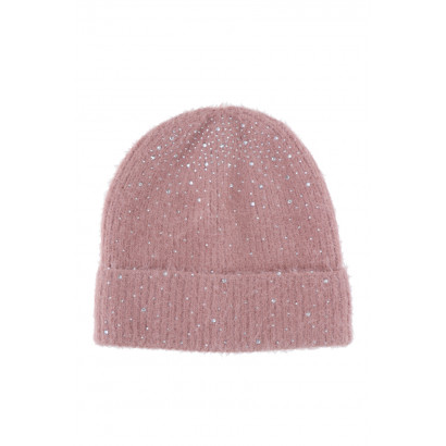 KNITTED HAT WITH TURN UP AND STRASS