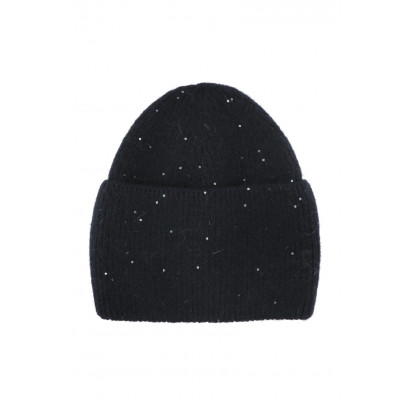 KNITTED HAT WITH TURN UP AND GLITTERS