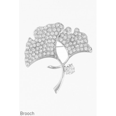 BROCHE MET BLAD EN STRASS