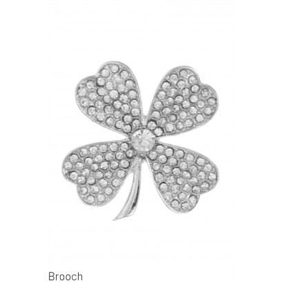 BROCHE AVEC TRÈFLE QUATRE FEUILLES, STRASS