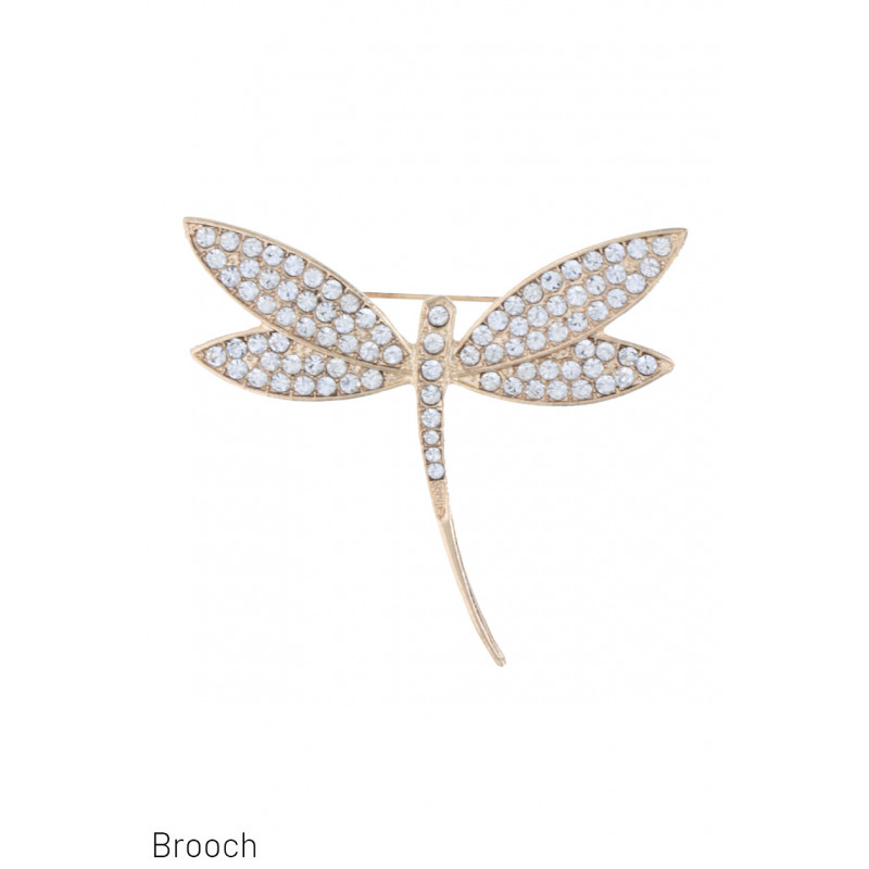 BROOCH WITH DRAGONFLY AND RHINESTONES