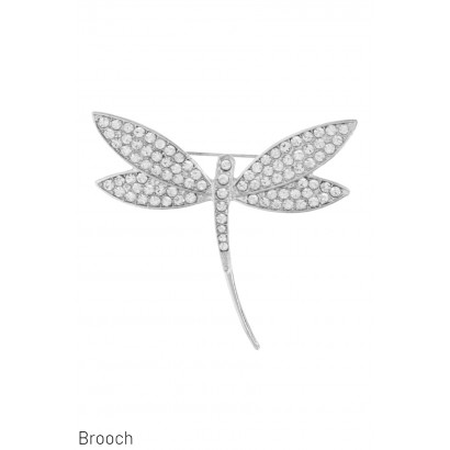 BROOCH WITH DRAGONFLY AND RHINESTONES