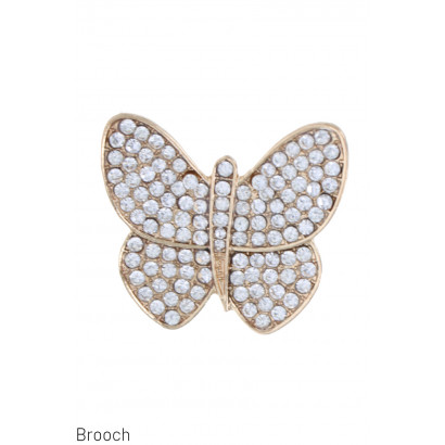 BROOCH WITH BUTTERFLY AND FACETED STONE