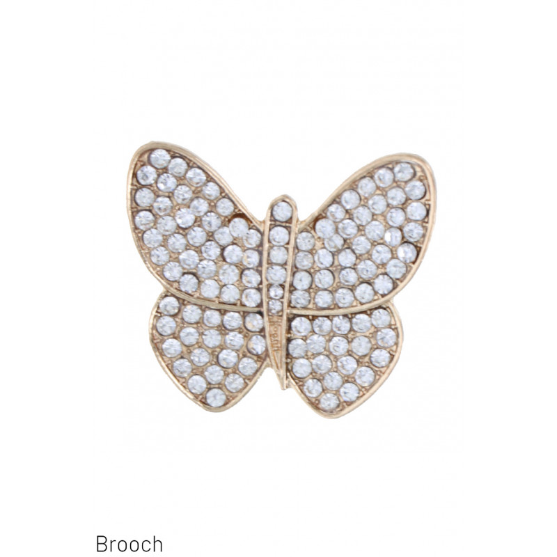 BROOCH WITH BUTTERFLY AND FACETED STONE