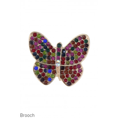 BROOCH WITH BUTTERFLY AND FACETED STONE